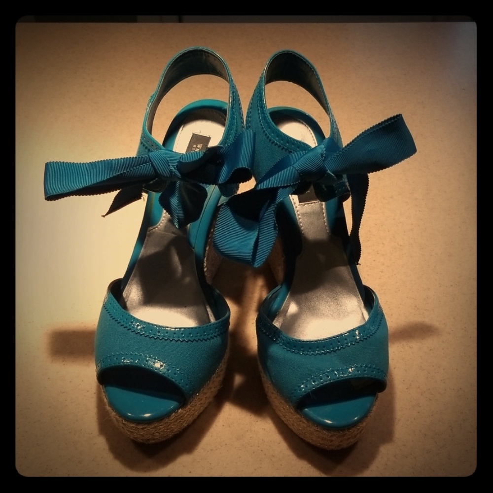 White House Black Market Teal Wedges